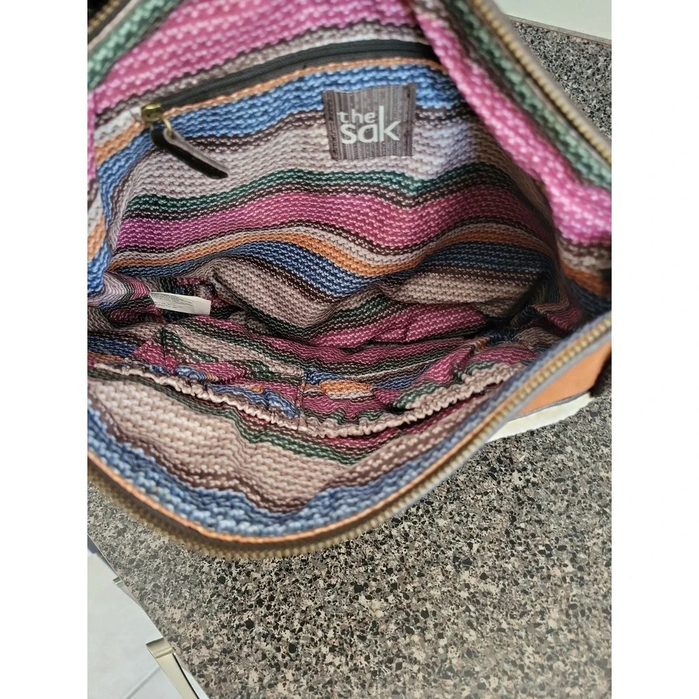 The Sak Iris Fair Isle Leather Hobo Shoulder Bag Brown Knit  NWT MSRP‎ $129